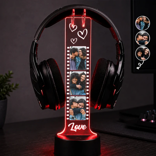 Custom Photo Besties Couple Film Strip - Personalized Headphone Stand