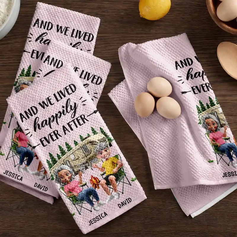 Camper Sweet Camper Camping Couple - Personalized Kitchen Towel