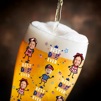 Custom Photo Stars & Stripes Best Dad Grandpa Ever - Personalized Pilsner Glass
