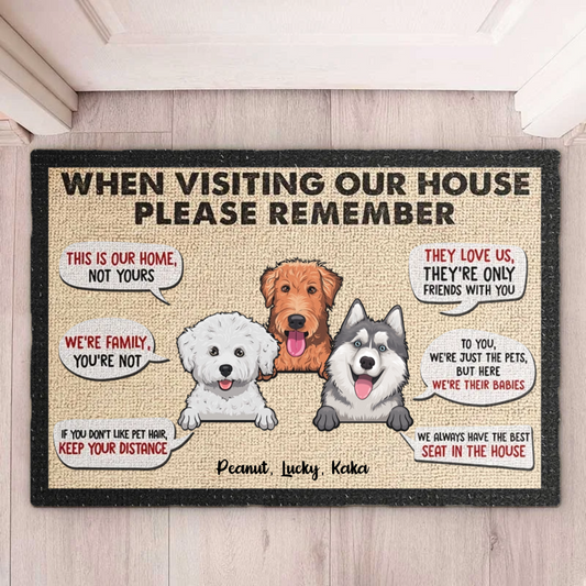 Remember When Visiting Our House - Personalized Decorative Mat, Doormat