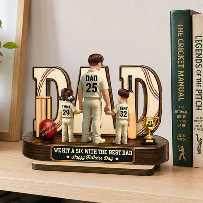 Cricket Dad Legend Hit A Six With The Best Dad - Personalized Wooden Plaque - Father's Day Gift For Dad, Husband, Cricket Lovers