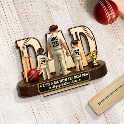 Cricket Dad Legend Hit A Six With The Best Dad - Personalized Wooden Plaque - Father's Day Gift For Dad, Husband, Cricket Lovers