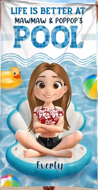 Better At Grandma Pool - Personalized Custom Beach Towel