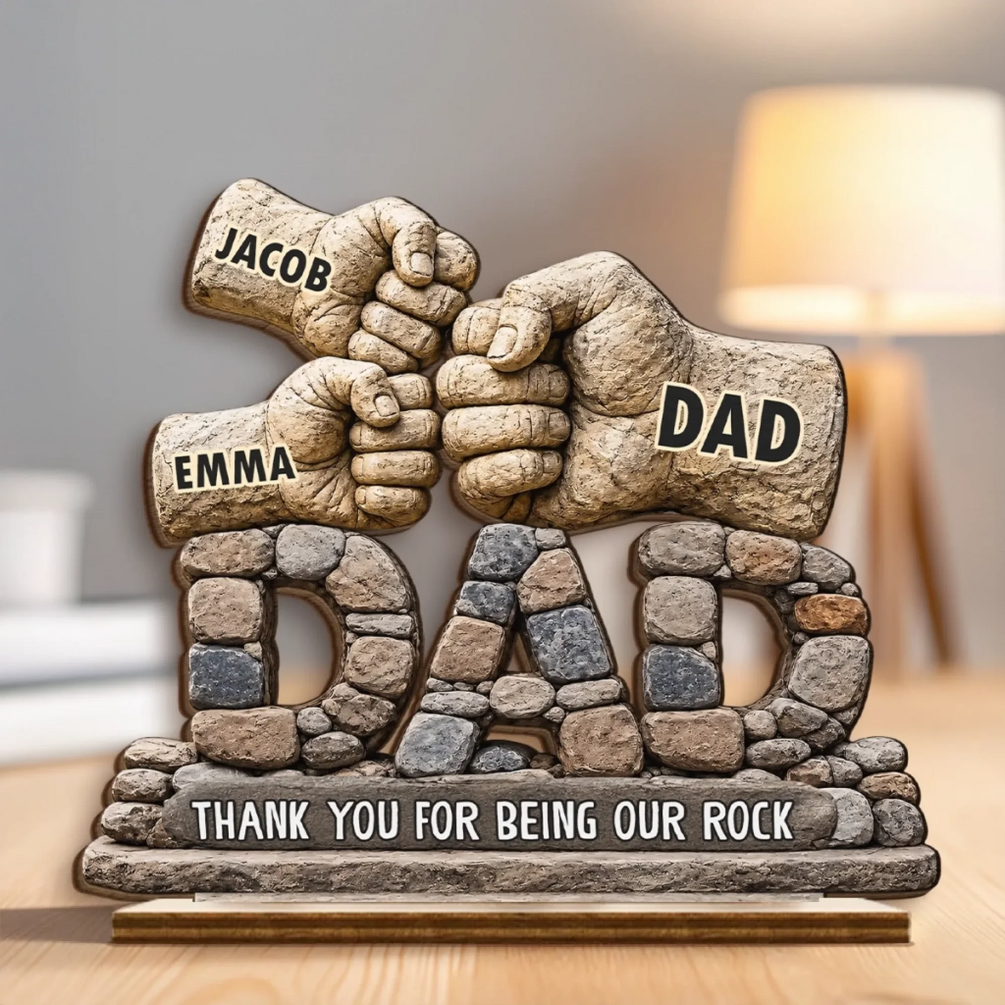 Custom Wooden Plaque - Personalized Father's Day Birthday Gifts For Dad, Grandpa - Strong Roots Loving Heart