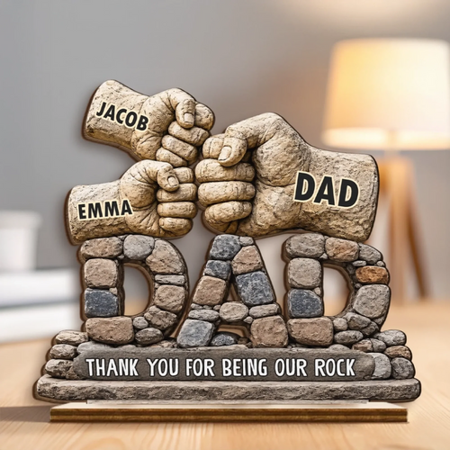 Custom Wooden Plaque - Personalized Father's Day Birthday Gifts For Dad, Grandpa - Strong Roots Loving Heart