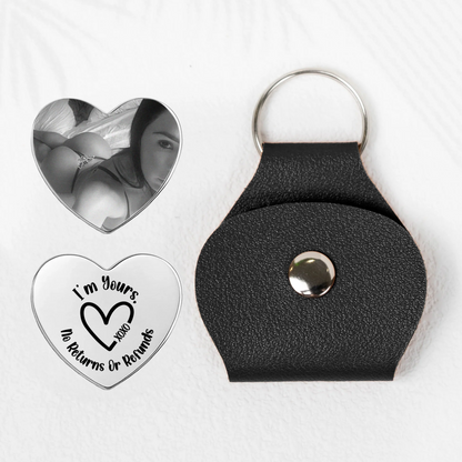 Custom Spicy Photo & Message For Him, Husband, Boyfriend - Personalized Leather Photo Pocket Hug