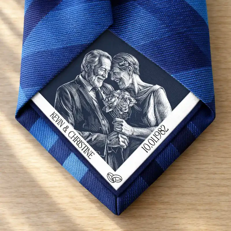 Custom Photo Couples Wedding Engaged Bachelor Party - Personalized Fabric Tie Patch