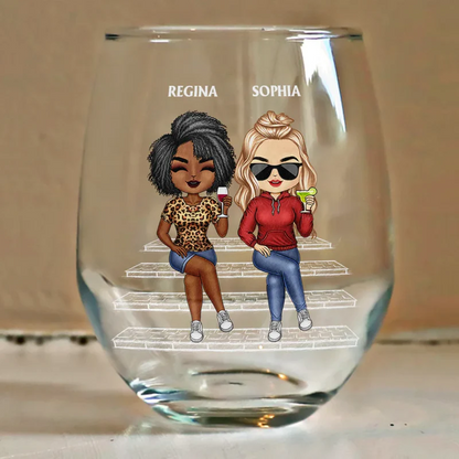 We're Not Sugar And Spice And Everything Nice We're Sage And Hood - Personalized Stemless Wine Glass