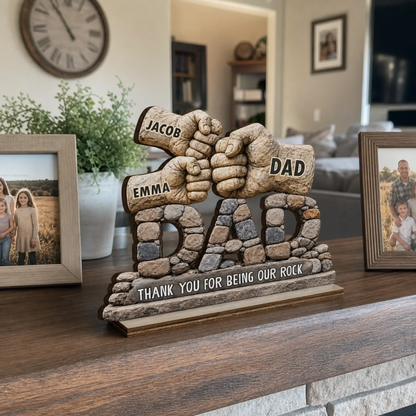 Custom Wooden Plaque - Personalized Father's Day Birthday Gifts For Dad, Grandpa - Strong Roots Loving Heart