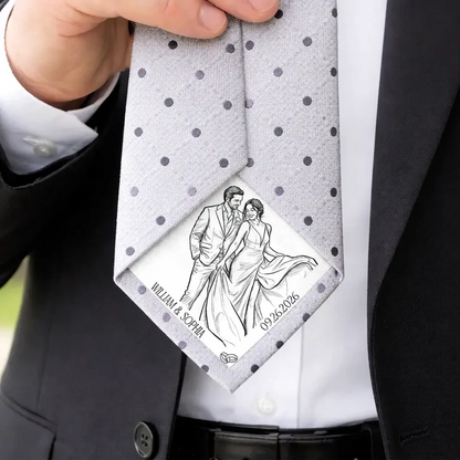 Custom Photo Couples Wedding Engaged Bachelor Party - Personalized Fabric Tie Patch