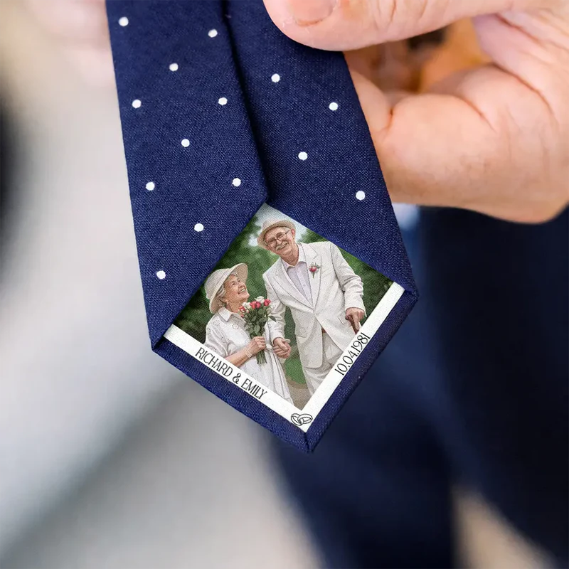 Custom Photo Couples Wedding Engaged Bachelor Party - Personalized Fabric Tie Patch