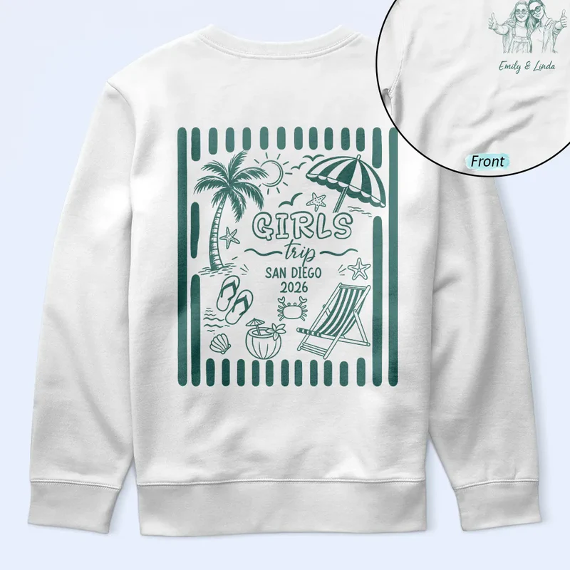 Custom Photo Pencil Sketch Beach Crew Besties Trip - Personalized T Shirt