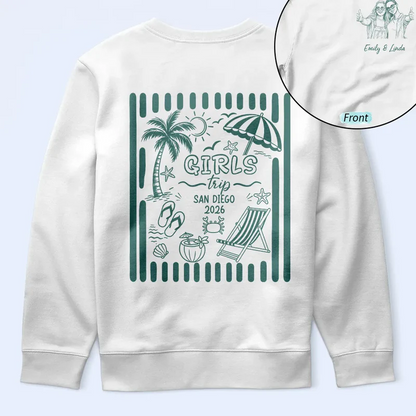 Custom Photo Pencil Sketch Beach Crew Besties Trip - Personalized T Shirt