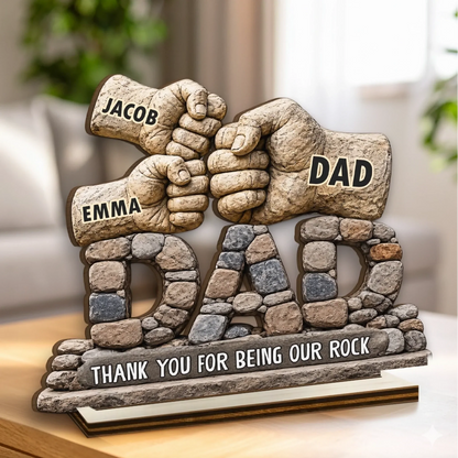 Custom Wooden Plaque - Personalized Father's Day Birthday Gifts For Dad, Grandpa - Strong Roots Loving Heart