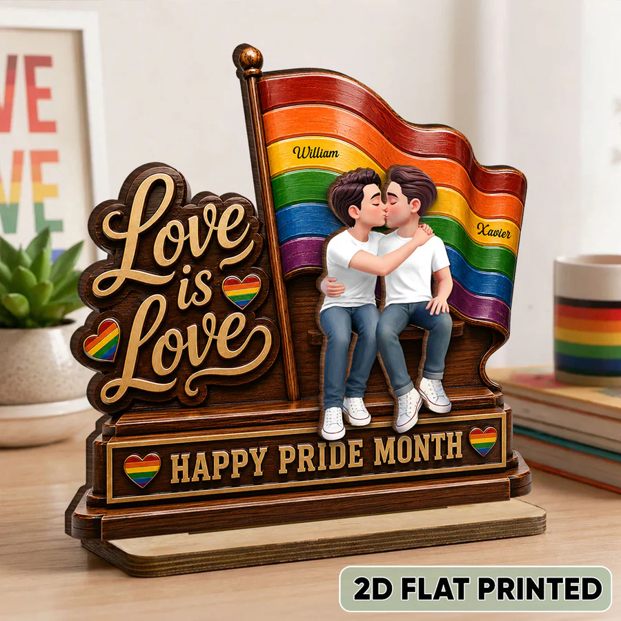Happy Pride Month LGBT Couple - Personalized Wooden Plaque - Heartfelt Gift for Her, Gift for Him