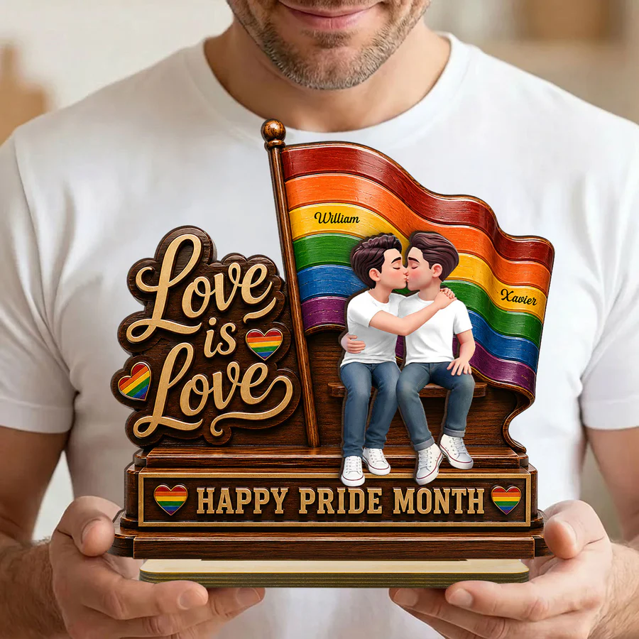Happy Pride Month LGBT Couple - Personalized Wooden Plaque - Heartfelt Gift for Her, Gift for Him