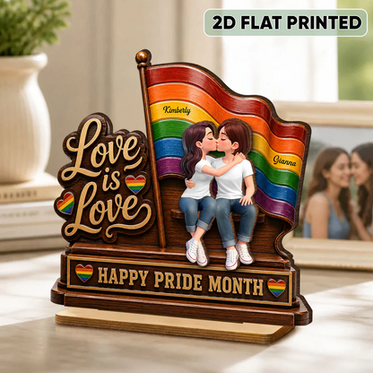 Happy Pride Month LGBT Couple - Personalized Wooden Plaque - Heartfelt Gift for Her, Gift for Him