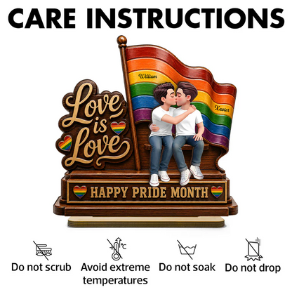 Happy Pride Month LGBT Couple - Personalized Wooden Plaque - Heartfelt Gift for Her, Gift for Him