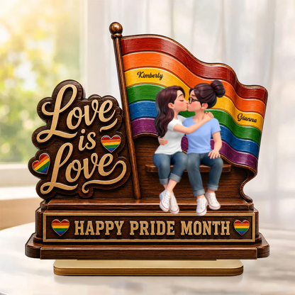Happy Pride Month LGBT Couple - Personalized Wooden Plaque - Heartfelt Gift for Her, Gift for Him
