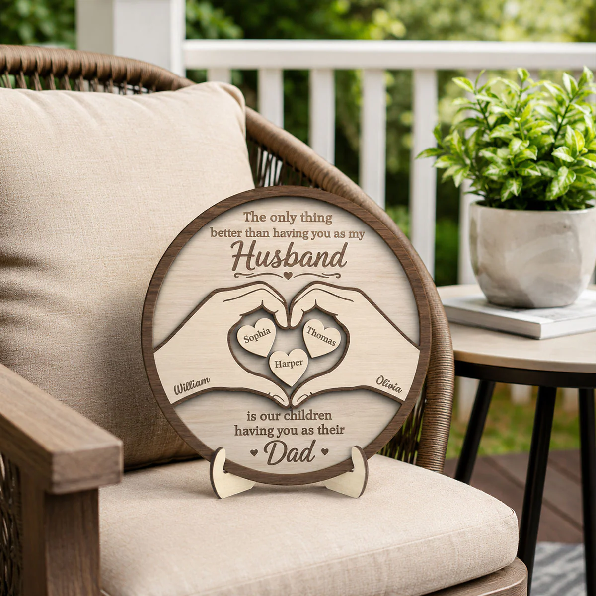 The Only Thing Having You As My Husband Hearts in Hands - Personalized  Wooden Plaque - Father's Day Gift For Husband
