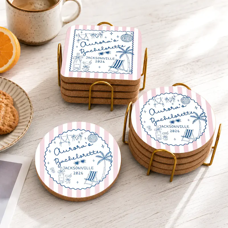 Beach Bachelorette Party - Personalized Cork Coaster