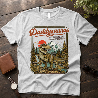 Retro Vintage Daddysaurus - Personalized Shirt - Funny Father's Day Gift For Dad, Husband