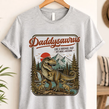 Retro Vintage Daddysaurus - Personalized Shirt - Funny Father's Day Gift For Dad, Husband