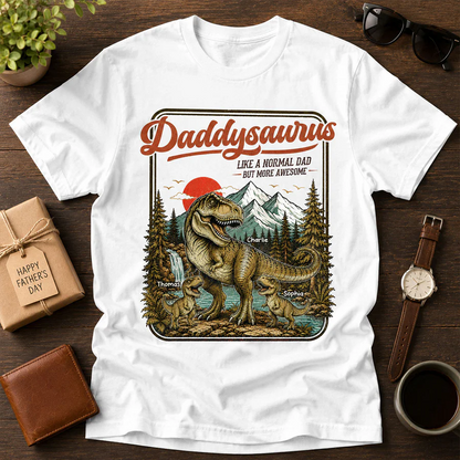 Retro Vintage Daddysaurus - Personalized Shirt - Funny Father's Day Gift For Dad, Husband