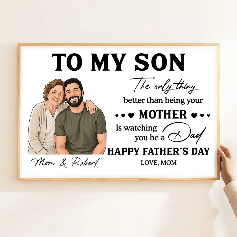 Portrait Color Drawing Style To My Son From Mom - Personalized Poster - Father's Day Gift For Son