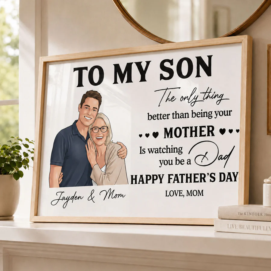 Portrait Color Drawing Style To My Son From Mom - Personalized Poster - Father's Day Gift For Son