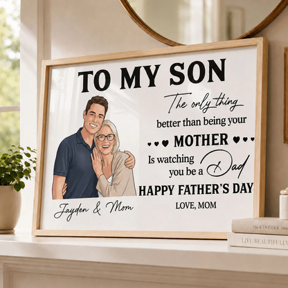 Portrait Color Drawing Style To My Son From Mom - Personalized Poster - Father's Day Gift For Son