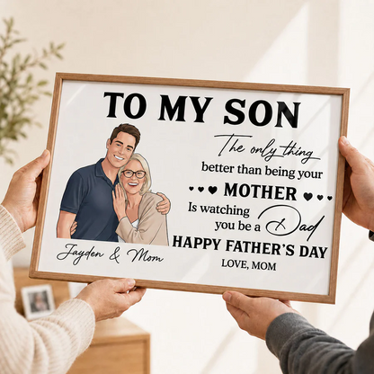 Portrait Color Drawing Style To My Son From Mom - Personalized Poster - Father's Day Gift For Son