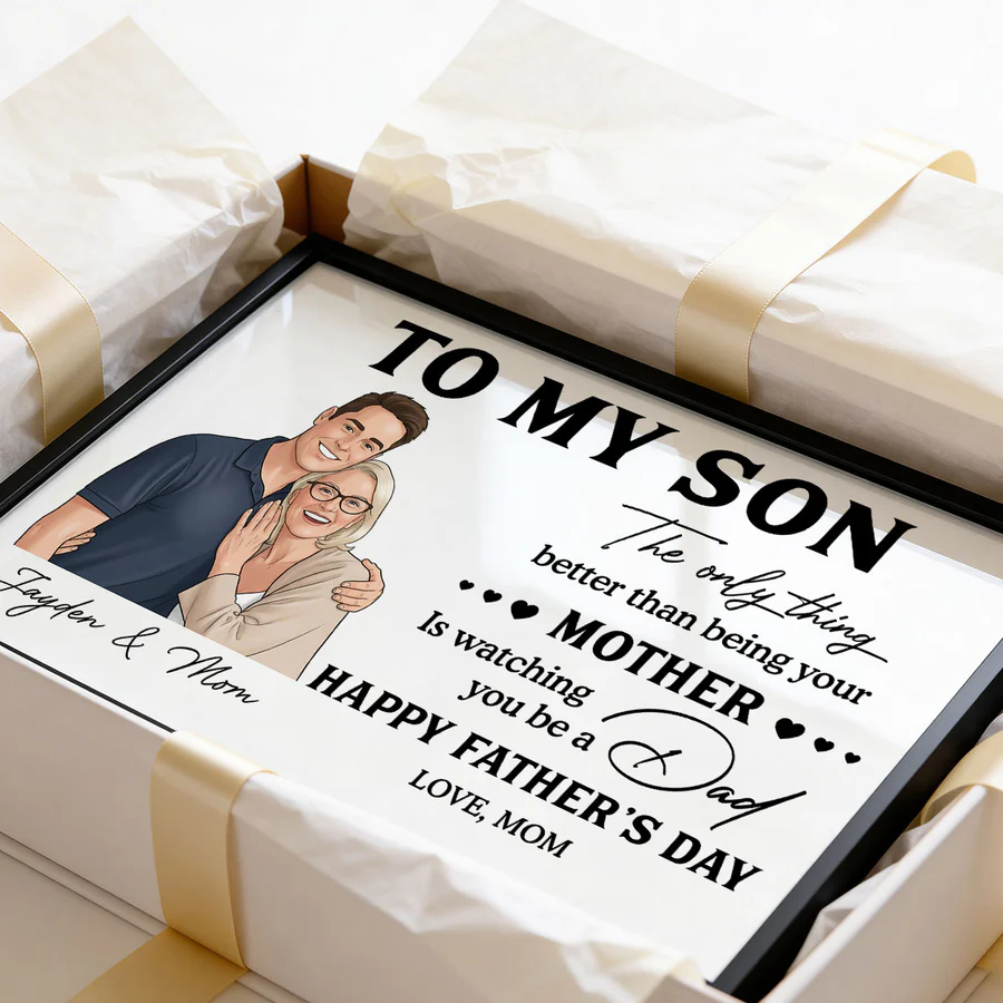 Portrait Color Drawing Style To My Son From Mom - Personalized Poster - Father's Day Gift For Son