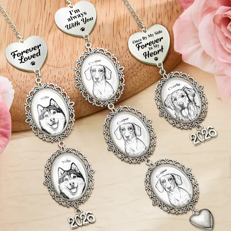Custom Photo Bold Sketch Forever In My Heart Memorial Portrait - Personalized Wedding Charm