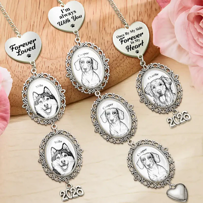 Custom Photo Bold Sketch Forever In My Heart Memorial Portrait - Personalized Wedding Charm