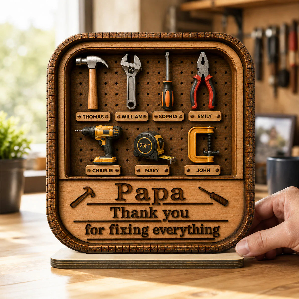 Dad Grandpa Tool Box - Personalized Wooden Plaque - Father's Day Gift For Dad, Husband