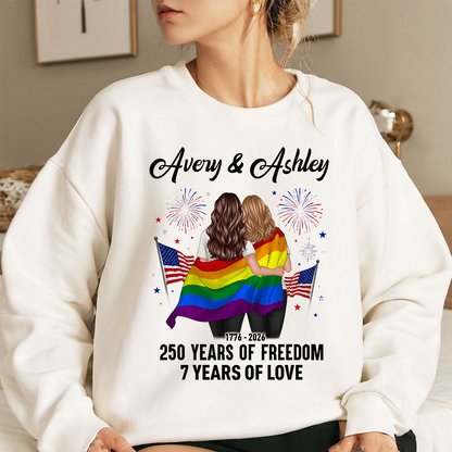 250 Years of Freedom LGBT Couple - Personalized Shirt - America 250th Anniversary
