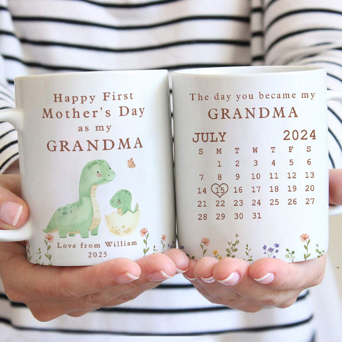 Happy 1st Mother's Day As My Grandma Nana Mommy Calendar Keepsake Personalized Mug