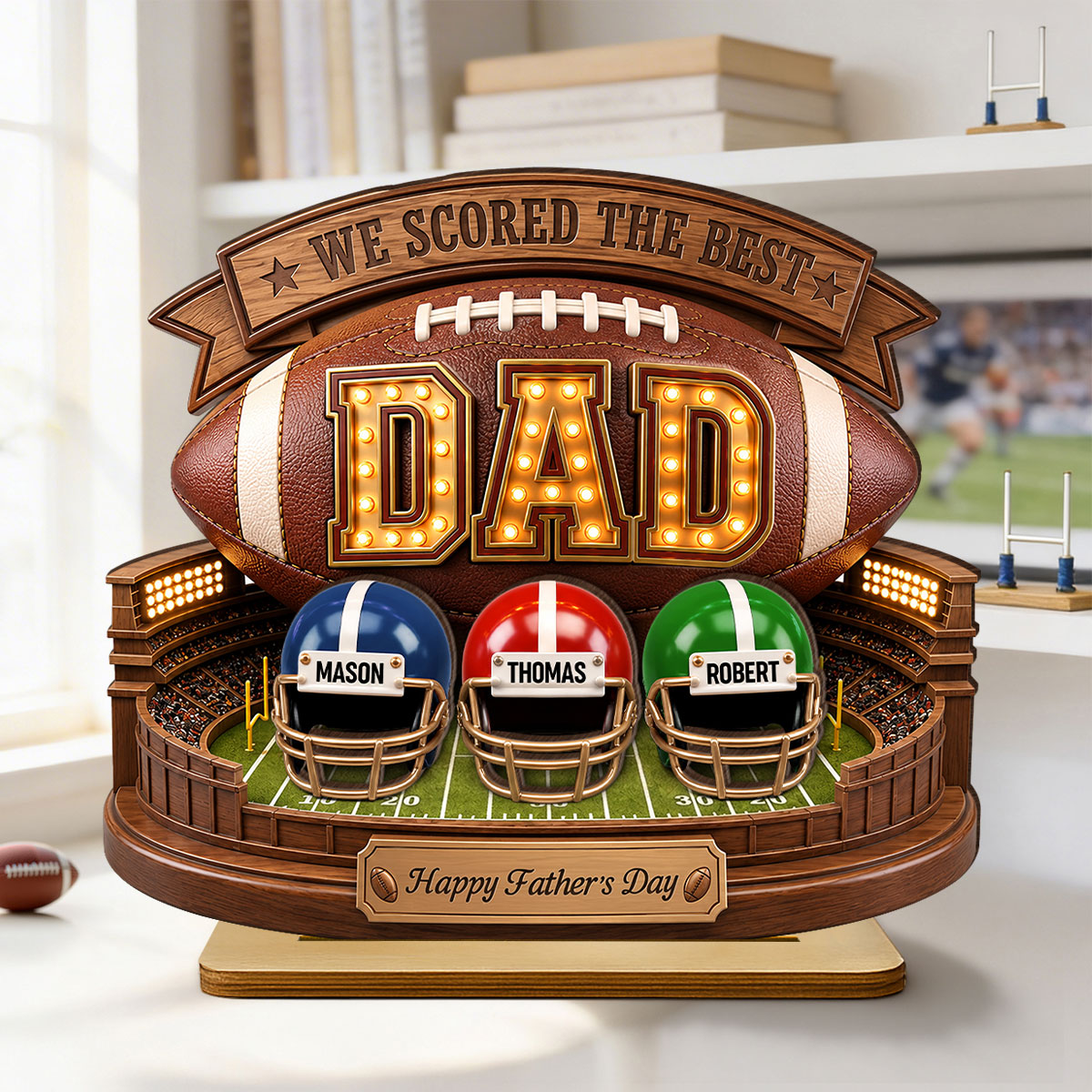 American Football Best Dad - Personalized Wooden Plaque - Father's Day Gift For Dad, Husband