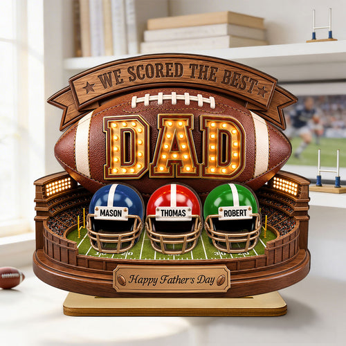 American Football Best Dad - Personalized Wooden Plaque - Father's Day Gift For Dad, Husband