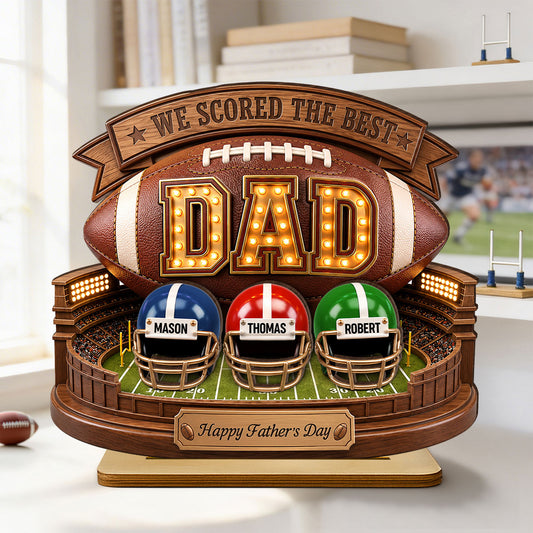 American Football Best Dad - Personalized Wooden Plaque - Father's Day Gift For Dad, Husband