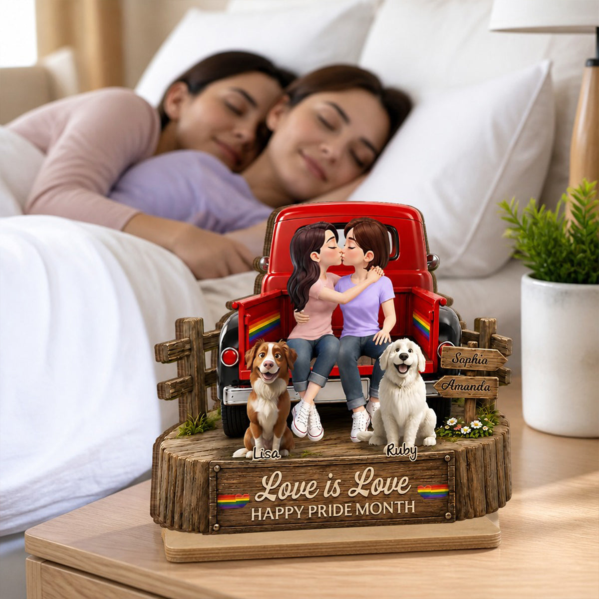 LGBT+ Couple You & Me And The Dogs - Personalized Wooden Plaque - Gift For Couple, Happy Pride Month