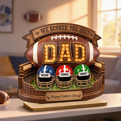 American Football Best Dad - Personalized Wooden Plaque - Father's Day Gift For Dad, Husband