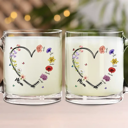 Mom Grandma Sweetheart Birth Month Flower - Personalized Glass Mug
