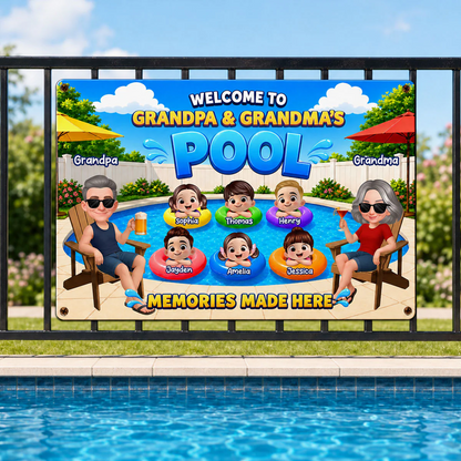 Welcome To Grandparents Pool Summer - Personalized Metal Sign - Gift For Grandparents, Summer Decoration