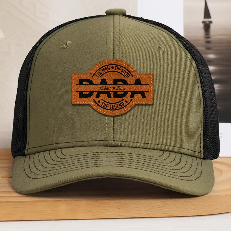 Dad The Man The Myth The Legend - Personalized Leather Patch Hat