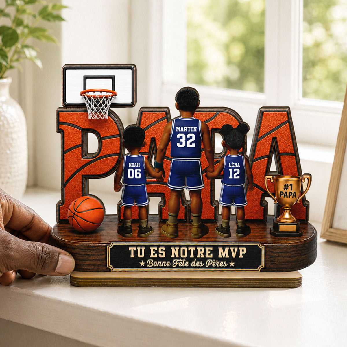 Papa basketteur légendaire - Tu es notre MVP - Plaque personnalisée en bois - Cadeau de Fête des Pères pour papa, mari et fans de basketball